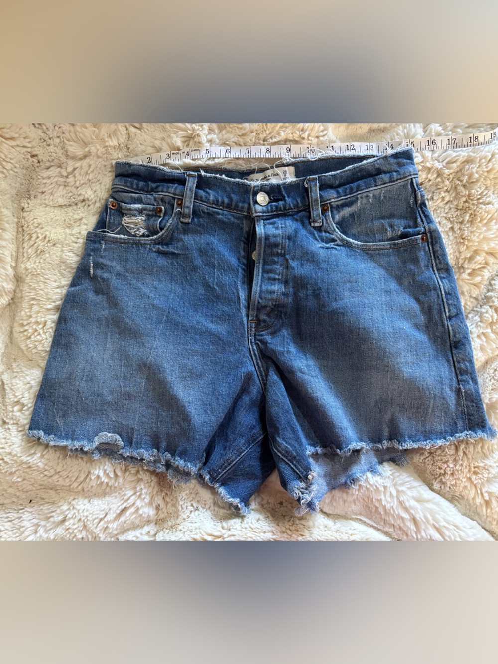 Abercrombie & Fitch The Dad Short High Rise Distressed Denim Curve Love